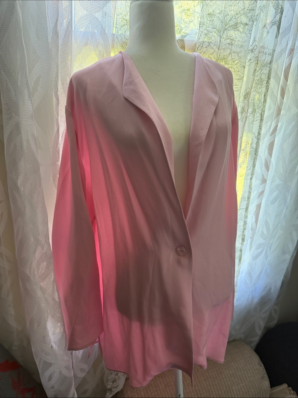 Saks Fifth Avenue 100% Silk Pale Pink Single-Button Blazer size 1X
